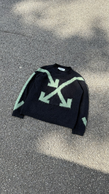 Off White Mohair Knit Sweater